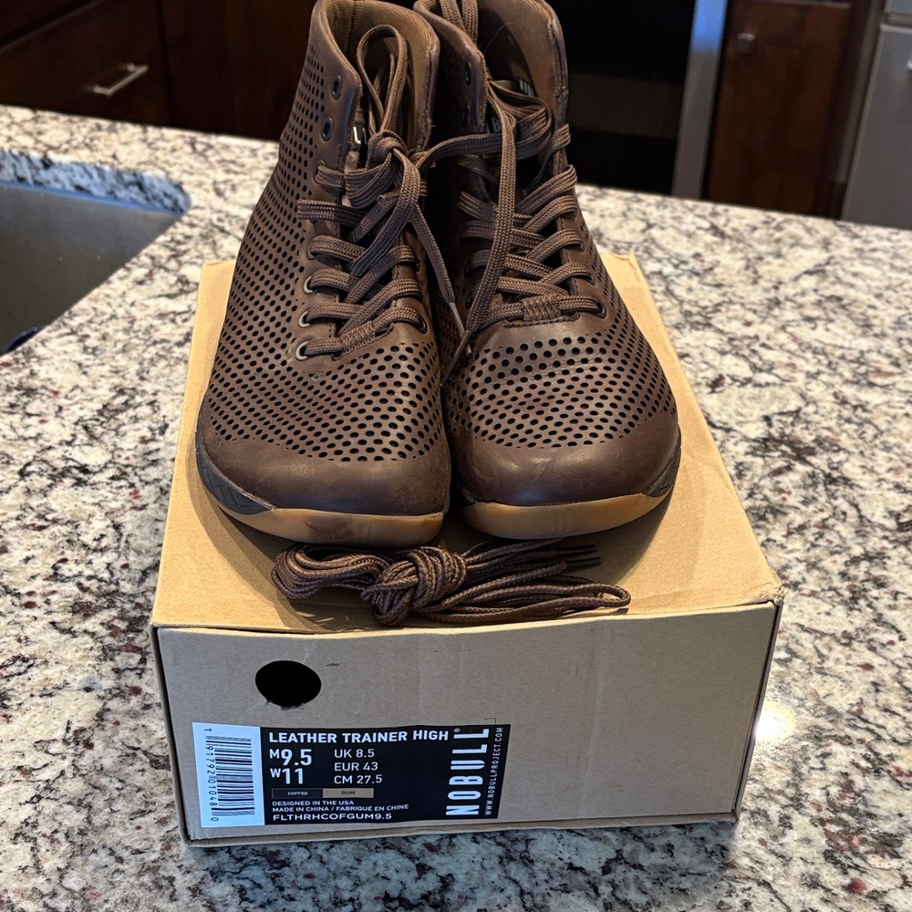 Men’s/Women’s NoBull Leather Trainer High Top Sneakers - Brown